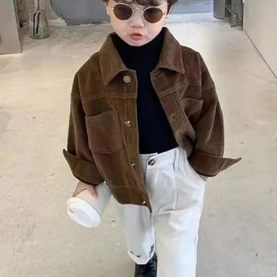 Nové chlapčenské bundy, detské kabáty, manšestrové bundy, módne detské vrchné oblečenie, jar, jeseň 2023 – A077