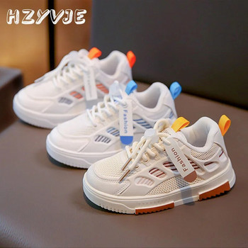 Детски пролетни и есенни спортни бордови обувки Деца Момчета Тенденция Дишащи маратонки Баскетболни обувки Grills Универсални бели обувки