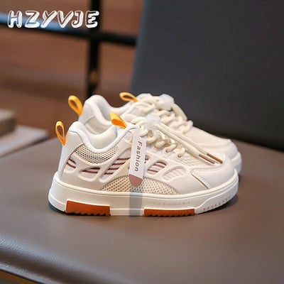 Detské jarné a jesenné športové topánky na doske, chlapčenské trendy, priedušné tenisky, basketbalové topánky, grily, biele univerzálne topánky