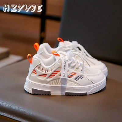 Detské jarné a jesenné športové topánky na doske, chlapčenské trendy, priedušné tenisky, basketbalové topánky, grily, biele univerzálne topánky