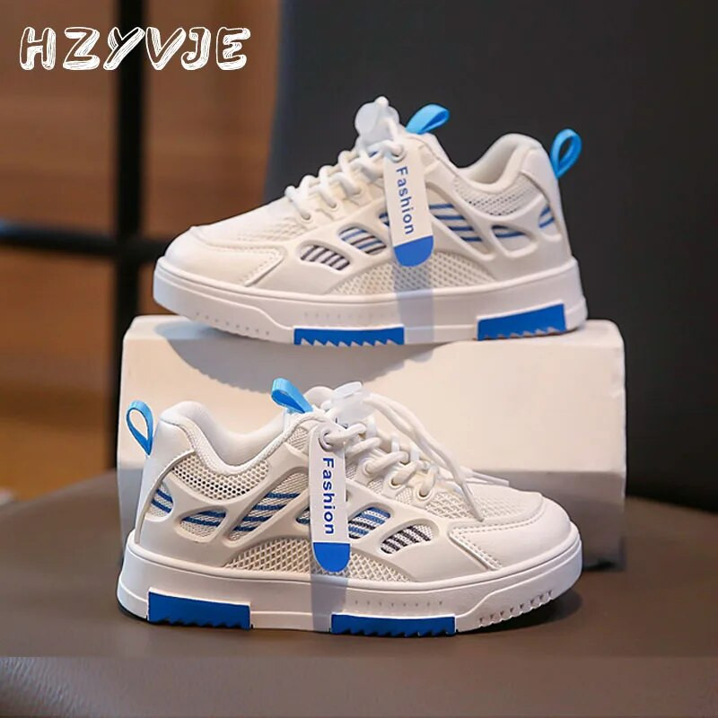 Detské jarné a jesenné športové topánky na doske, chlapčenské trendy, priedušné tenisky, basketbalové topánky, grily, biele univerzálne topánky