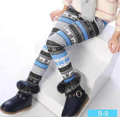 Jesenné a zimné teplé dievčenské nohavice, zamatové zahusťovacie dievčenské legíny s kvetinovou potlačou, detské nohavice, dievčenské nohavice pre vek 2-9 rokov