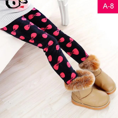 Jesenné a zimné teplé dievčenské nohavice, zamatové zahusťovacie dievčenské legíny s kvetinovou potlačou, detské nohavice, dievčenské nohavice pre vek 2-9 rokov