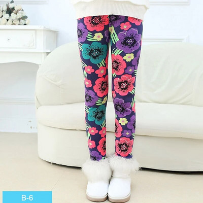 Jesenné a zimné teplé dievčenské nohavice, zamatové zahusťovacie dievčenské legíny s kvetinovou potlačou, detské nohavice, dievčenské nohavice pre vek 2-9 rokov