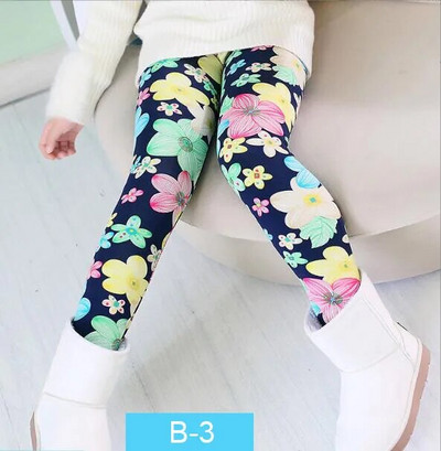 Jesenné a zimné teplé dievčenské nohavice, zamatové zahusťovacie dievčenské legíny s kvetinovou potlačou, detské nohavice, dievčenské nohavice pre vek 2-9 rokov