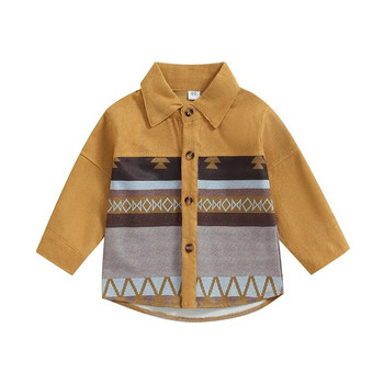 BeQeuewll Μπουφάν για νήπιο πουκάμισο για αγόρι Vintage γεωμετρική εκτύπωση Casual ελαφρύ κοτλέ μπουφάν για βρεφικά μωρά ανοιξιάτικα