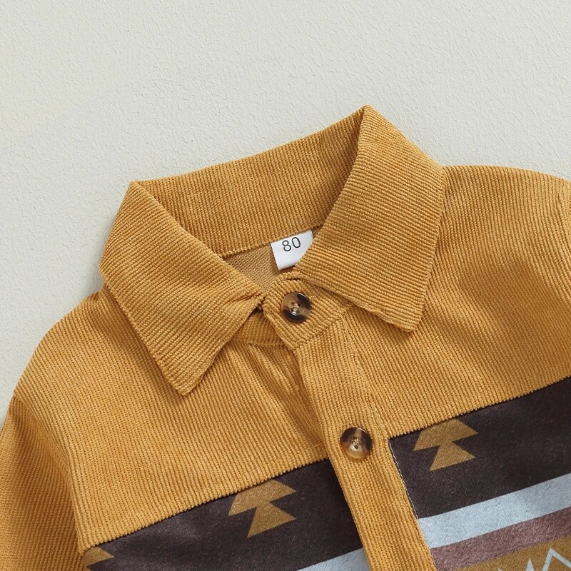 „BeQeuewll Toddler“ marškinėlių striukė „Vintage Geometric Print“ laisvalaikio lengva velvetinė striukė, skirta kūdikių pavasario apatiniams drabužiams