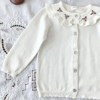 Παιδική βρεφική ζακέτα πουλόβερ Μακρυμάνικο παλτό φθινοπωρινό μωρό κέντημα λουλούδι πλεκτό Top Princess πουλόβερ Βρεφικά ρούχα