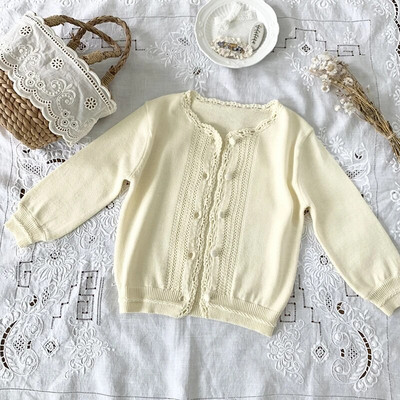 Παιδική βρεφική ζακέτα πουλόβερ Μακρυμάνικο παλτό φθινοπωρινό μωρό κέντημα λουλούδι πλεκτό Top Princess πουλόβερ Βρεφικά ρούχα