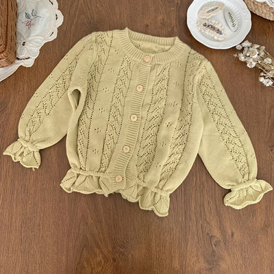 Παιδική βρεφική ζακέτα πουλόβερ Μακρυμάνικο παλτό φθινοπωρινό μωρό κέντημα λουλούδι πλεκτό Top Princess πουλόβερ Βρεφικά ρούχα