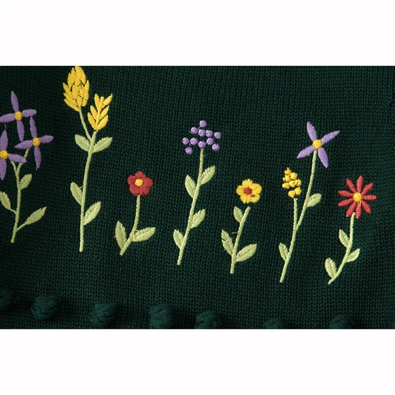Detský sveter pre bábätká, chlapcov a dievčatká, jeseň/zima, detský sveter s dlhým rukávom a vyšívaným kvetinovým vzorom, pletený sveter