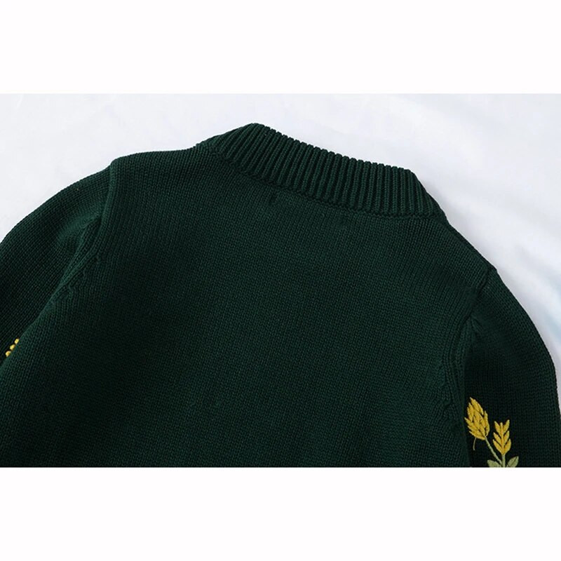 Detský sveter pre bábätká, chlapcov a dievčatká, jeseň/zima, detský sveter s dlhým rukávom a vyšívaným kvetinovým vzorom, pletený sveter