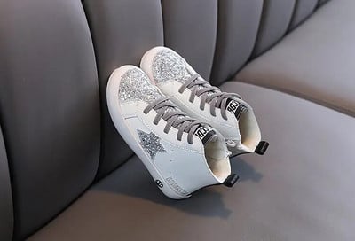 Detské tenisky pre dievčatá, módne trblietavé detské vysoké tenisky pre chlapcov, jarné a jesenné topánky na platforme s mäkkou podrážkou, ležérne športové tenisky