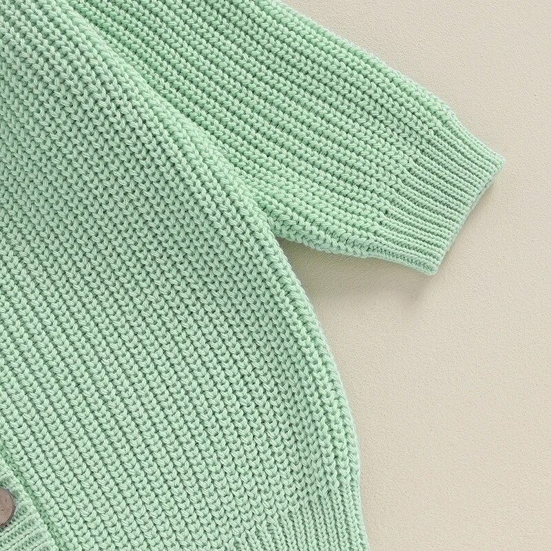 Suefunskry Chlapčenský dievčenský jesenný zimný pletený sveter s dlhým rukávom, jednofarebný jednoradový pletený kardigan