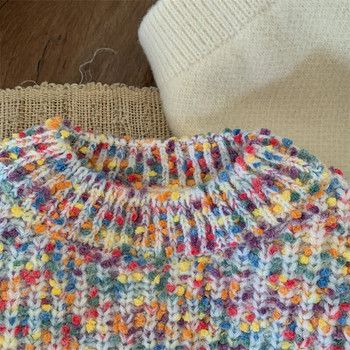 Пуловери за момичета за връхни дрехи 2023 г. Нови есенни и зимни детски модни бебешки пуловери за момичета Удебелен трикотаж