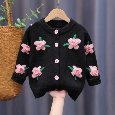Pulover pentru fete 2023 Pulover pentru fete Tricoturi de primăvară și toamnă Cardigan nou îngroșat pentru copii străini Pulover pentru copii lucrat manual