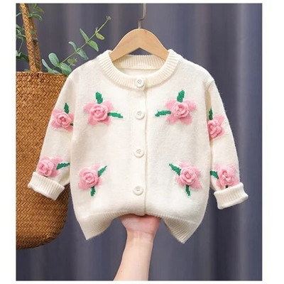 Pulover pentru fete 2023 Pulover pentru fete Tricoturi de primăvară și toamnă Cardigan nou îngroșat pentru copii străini Pulover pentru copii lucrat manual