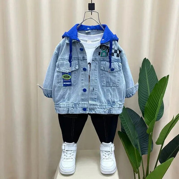 Ανοιξιάτικο και Φθινοπωρινό Παιδικό Τζιν Μπουφάν New Print Boys Baby Hooded Jacket Jeans Παιδικό casual παλτό Ρούχα 2 4 6 8 9Y