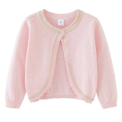 Cardigan tricotat pentru bebeluș fetiță, primăvară, toamnă, pulover cu guler lotus solid, haină pentru sugari din bumbac pur, haine pentru copii, tricotaje pentru fete