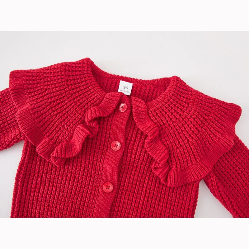 Cardigan tricotat pentru bebeluș fetiță, primăvară, toamnă, pulover cu guler lotus solid, haină pentru sugari din bumbac pur, haine pentru copii, tricotaje pentru fete