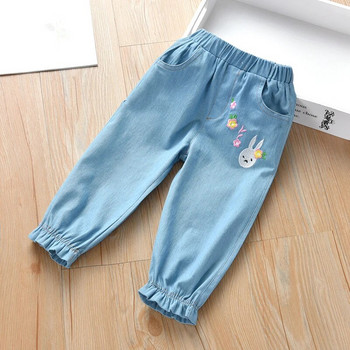 Casual παιδικά παντελόνια για κορίτσια Καλοκαιρινή άνοιξη Μόδα μωρού μαλακό βαμβακερό τζιν παντελόνι κέντημα Παιδικό αθλητικό παντελόνι για κορίτσια