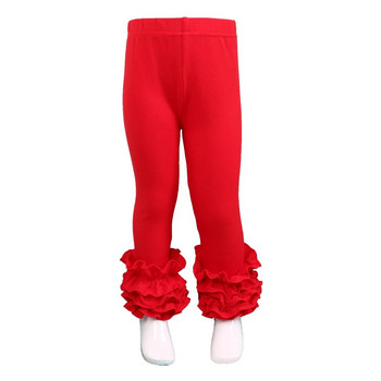 Бутикови есенни памучни плетени плътни волани Детски дрехи Дълги панталони Дрехи за малки момичета Icing Leggings