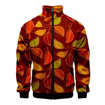 Leaf Hawaii Pattern 3D дигитален печат Яке с цип с яка и стойка Мъжки/дамски якета с дълъг ръкав Streetwear Модни мъжки дрехи