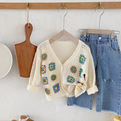 2023 Primăvară Fete Moda Flore Tricotat Cardigan Bebe Copii Copii Pulover Tricotat