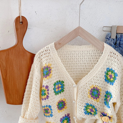 2023 Primăvară Fete Moda Flore Tricotat Cardigan Bebe Copii Copii Pulover Tricotat