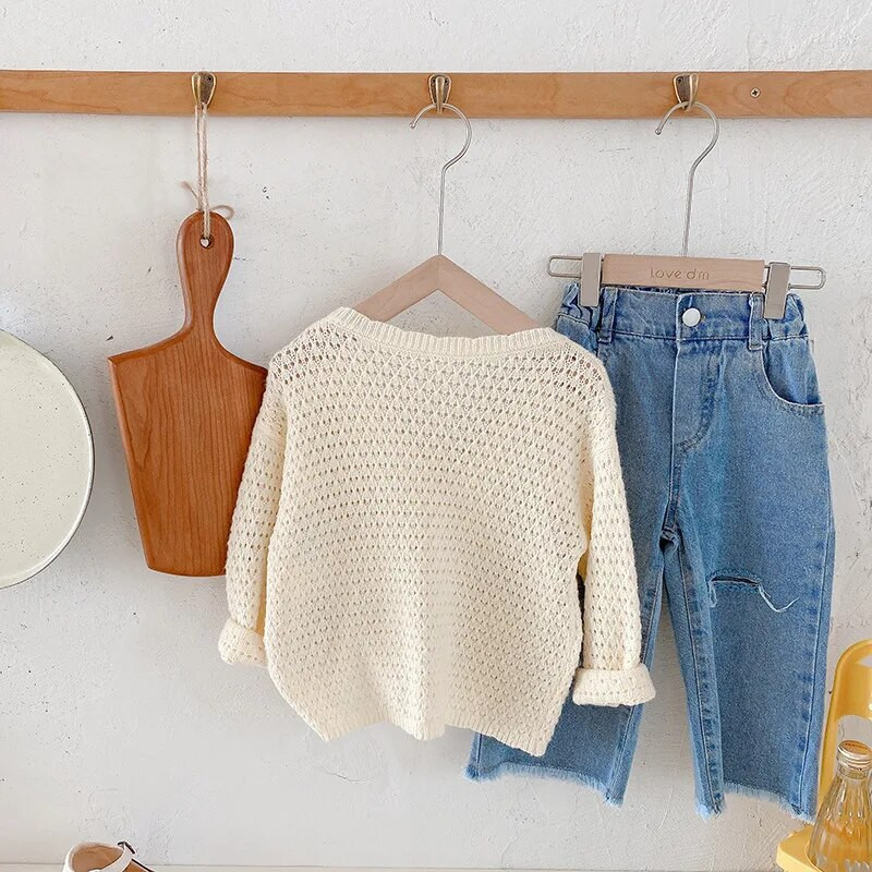 2023 Spring Girls Fashion Πλεκτή Ζακέτα Παιδικά Παιδικά Πλεκτά Πουλόβερ