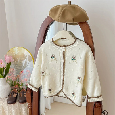 Roztomilé dievčenské kardigany, kabáty, jeseň/zima, móda pre deti, pletený pruhovaný sveter, kardigan, topy, detské oblečenie, vrchné oblečenie, 1-8 rokov