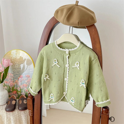 Roztomilé dievčenské kardigany, kabáty, jeseň/zima, móda pre deti, pletený pruhovaný sveter, kardigan, topy, detské oblečenie, vrchné oblečenie, 1-8 rokov