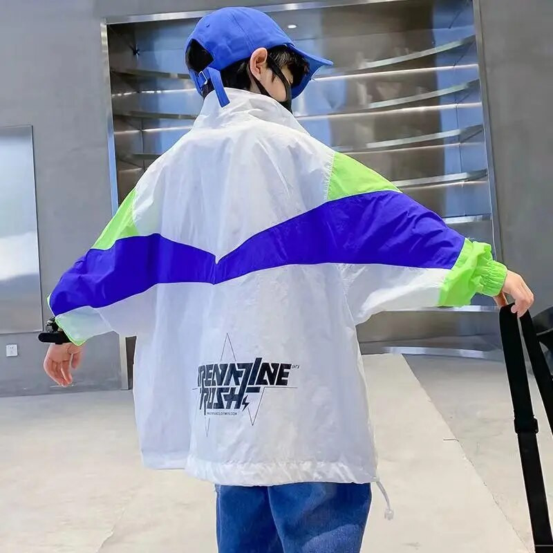 Bunda pre chlapcov a dievčatá 5-14 rokov, módna bavlnená bunda, detský kabát, jeseň, jar, leto, jednofarebný, ochrana pred slnkom, vrchné oblečenie