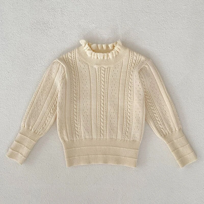 Sladké dievčenské svetre, jesenné detské dievčenské svetre s dlhým rukávom, kvetinovou výšivkou, pletené svetre pre deti