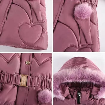 4 5 6 8 10 χρόνια Χειμερινό παλτό για κορίτσια Keep ζεστό Παιδικό τζάκετ με κουκούλα Γούνινο γιακά με φερμουάρ Princess Outerwear Παιδικά ρούχα