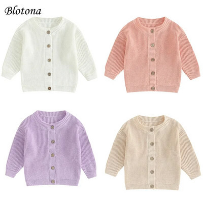 Blotona Bebeluși Băieți Fete Cardigan Toamnă Primăvară Pulover din bumbac Top Copii Îmbrăcăminte Copii Tricotaj cu nasturi Cardigan Jachetă