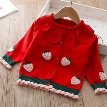 Ягодово плетена жилетка с пуловер за момичета Детско облекло Пролетно плетене за момиченце 1-5t Детски пуловер