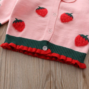 Πλεκτό φράουλα για κορίτσια Ζακέτα πουλόβερ Παιδικά ρούχα ανοιξιάτικα Baby girl πλέξιμο 1-5t Παιδικό πουλόβερ