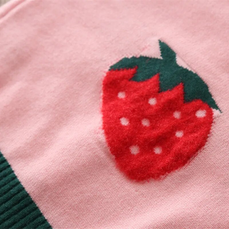 Tüdrukute maasikast kootud kampsun kampsun jakk Lasteriided kevadine beebitüdruku kudumine 1-5t laste kampsun