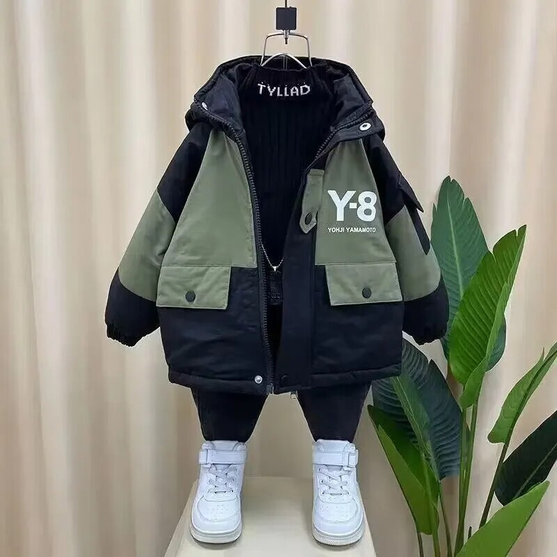 UUS Laste Parka Talvine kapuutsiga jope poistele Talvine mantel Lastele soe paks samet kapuutsiga beebimantlid põhjuslikud ülerõivad