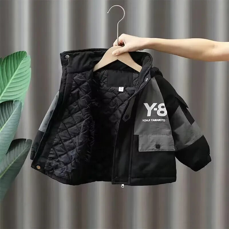 UUS Laste Parka Talvine kapuutsiga jope poistele Talvine mantel Lastele soe paks samet kapuutsiga beebimantlid põhjuslikud ülerõivad