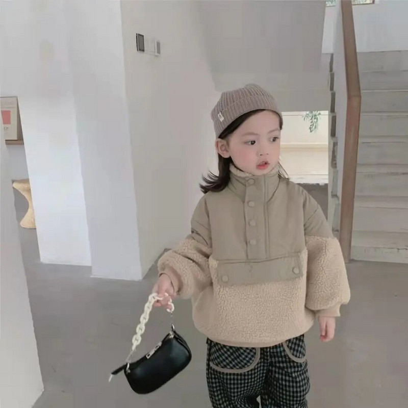 Pealisriided Mantel Parkad O-kaelusega krae üherealine massiivne tavaline puuvillane uus mood Lihtne armas soe talv sügis sügis tüdrukud