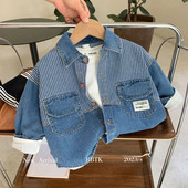 Ins Primăvară Toamnă 2024 Coreeană Copii Băieți Denim Dunge Vintage Recreational Literar Bebeluși Băieți Cardigan Versatil Kid Boy Palton
