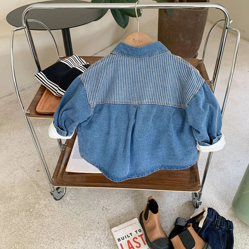 Ins Primăvară Toamnă 2024 Coreeană Copii Băieți Denim Dunge Vintage Recreational Literar Bebeluși Băieți Cardigan Versatil Kid Boy Palton