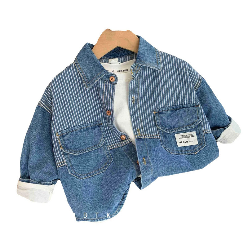 Ins Primăvară Toamnă 2024 Coreeană Copii Băieți Denim Dunge Vintage Recreational Literar Bebeluși Băieți Cardigan Versatil Kid Boy Palton
