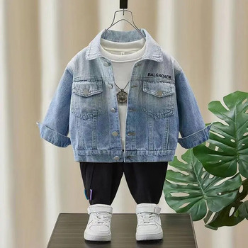 Παιδικό τζιν παλτό 2023 Νέα ανοιξιάτικα και φθινοπωρινά ρούχα Boys Baby casual μπουφάν Top λεπτό παιδικό τζιν 2 3 5 7Y