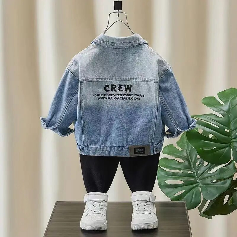 Παιδικό τζιν παλτό 2023 Νέα ανοιξιάτικα και φθινοπωρινά ρούχα Boys Baby casual μπουφάν Top λεπτό παιδικό τζιν 2 3 5 7Y