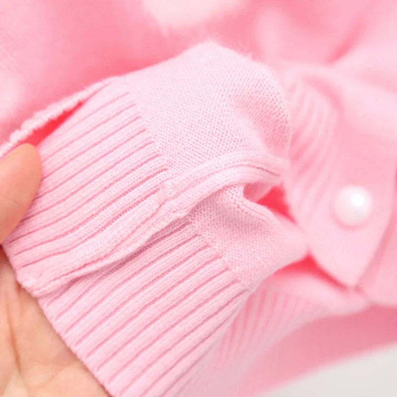 Detské oblečenie pre dievčatá 2023, jesenný norkový vlnený kardigan pre dievčatá, roztomilý detský sveter od 3 do 8 rokov, detské oblečenie 아기옷