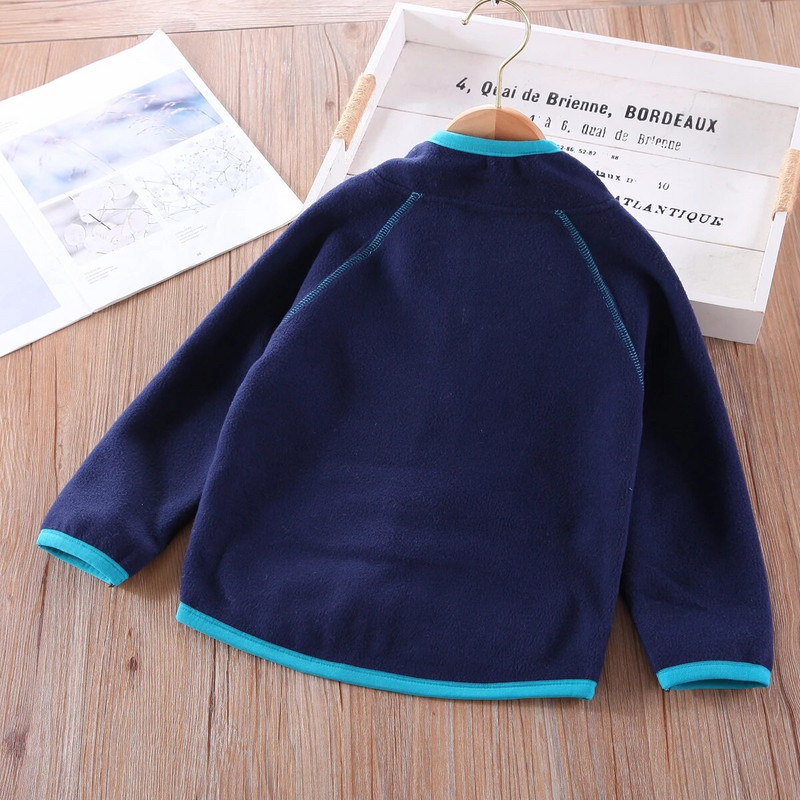 Koralų vilnos vaikiška striukė laisvalaikio spalvos tamsiai mėlyna poliarinė vilnos berniukų vaikiška striukė su užtrauktuku kardiganas kūdikių drabužiai