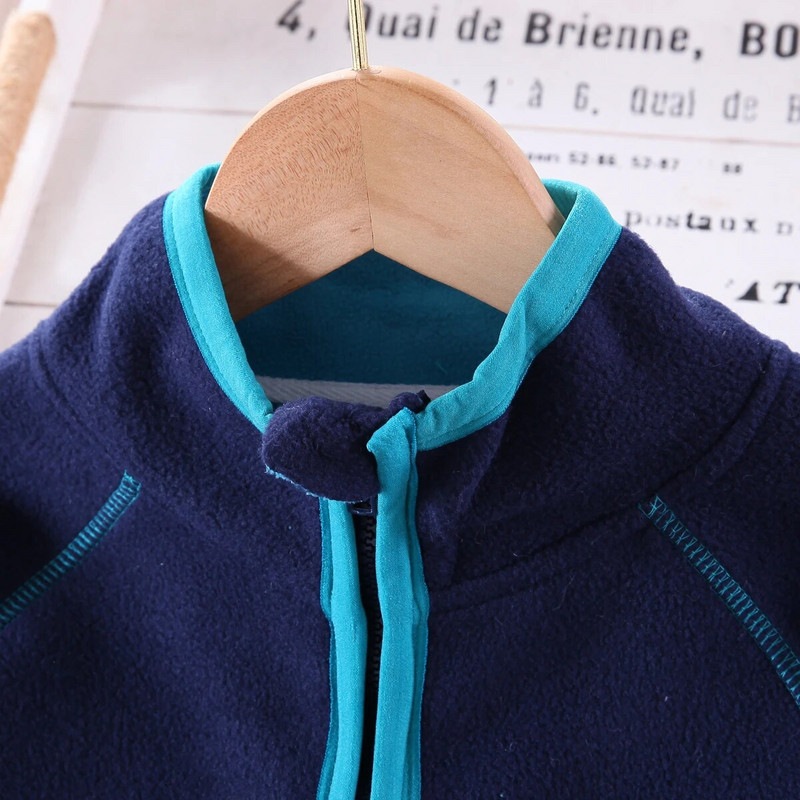 Koralų vilnos vaikiška striukė laisvalaikio spalvos tamsiai mėlyna poliarinė vilnos berniukų vaikiška striukė su užtrauktuku kardiganas kūdikių drabužiai